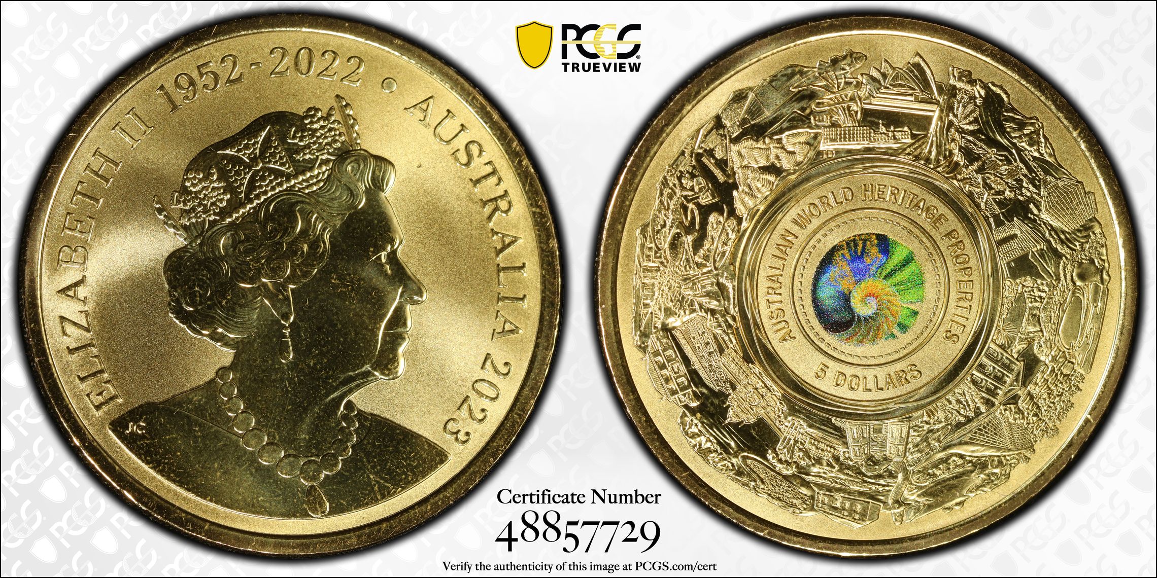 Australian World Heritage Colorized, Five Dollar, 2023, PCGS MS69