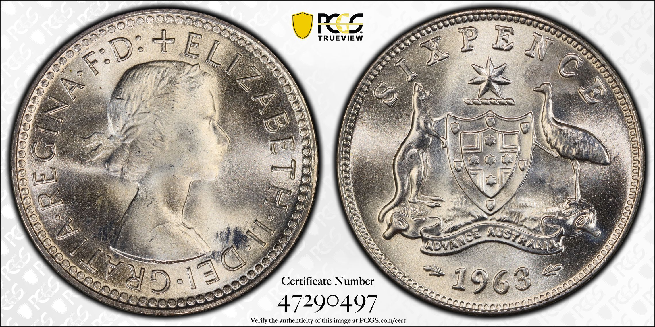 3 · Sixpence, 1963(m), PCGS MS65