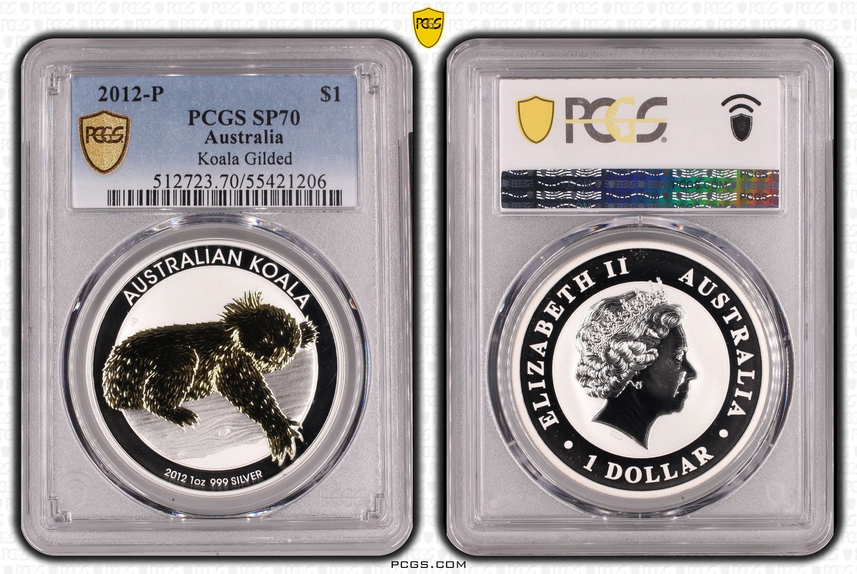 Koala Gilt, POP 1/0, One Dollar, 2012-P, PCGS SP70