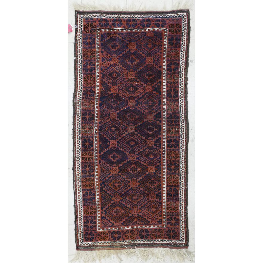 Semi Antique Afghan Scatter Rug 5'x2'6''