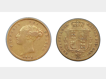 1872 'NOSE TO THE T'VICTORIA YOUNG HEAD HALF SOVEREIGN
