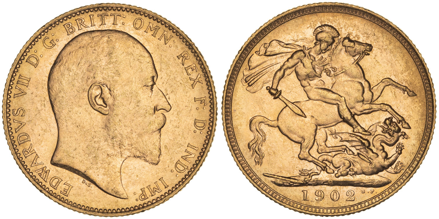 Edward VII, St George Reverse, Sovereign, 1902-P, UNC