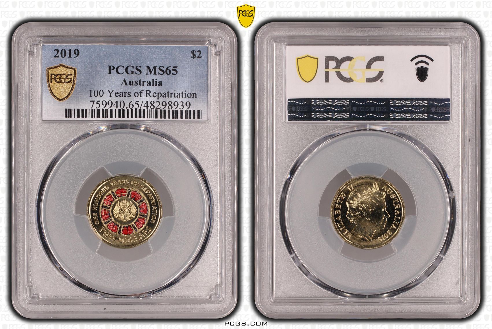 100 Years of Repatriation - Colorized , Two Dollar, 2019, PCGS MS65