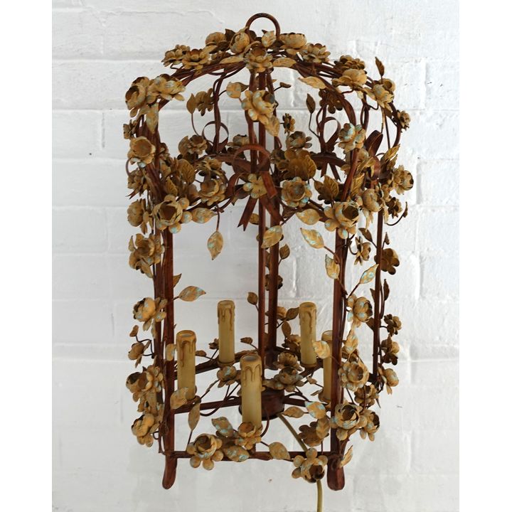 PAINTED METAL STANDING/HANGING FIVE-LIGHT LANTERN