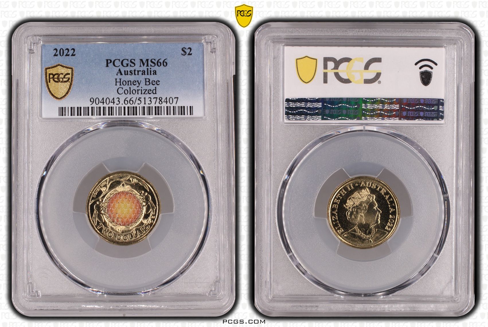 Honey Bee Colorized, Two Dollar, 2022, PCGS MS66
