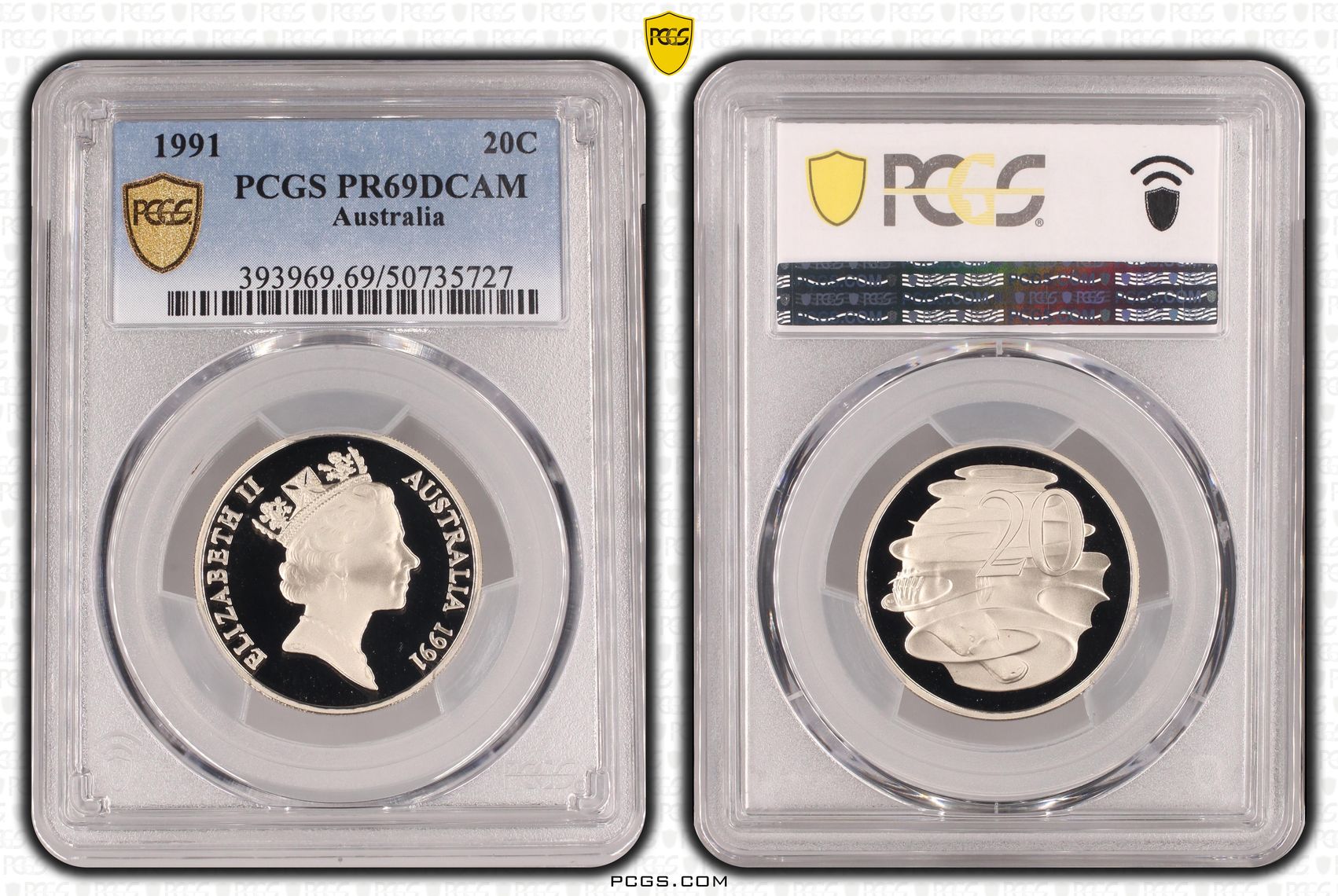 Twenty Cent, 1991, PCGS PR69DCAM