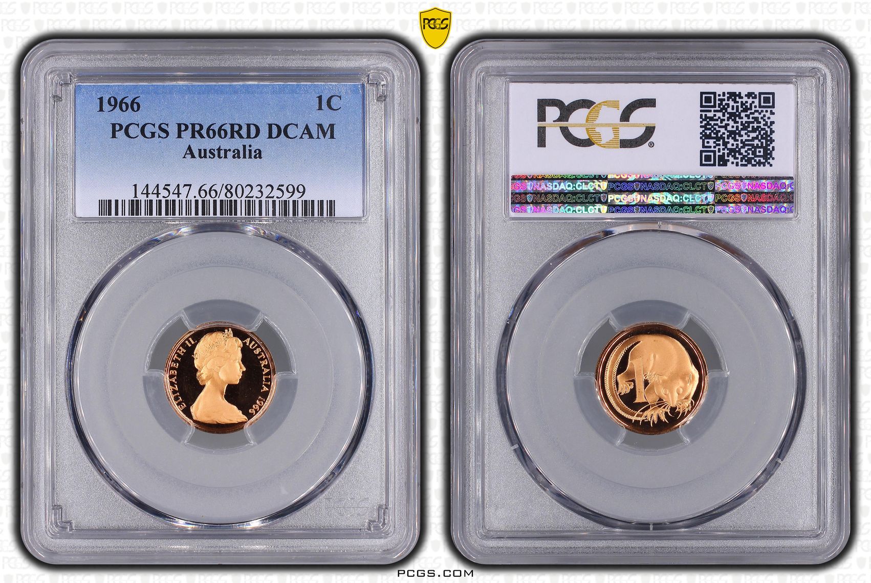 Elizabeth II, One Cent, 1966, PCGS PR66DCAM