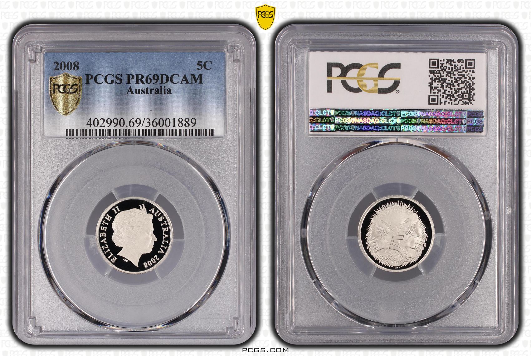 Elizabeth II, Five Cent, 2008, PCGS PR69DCAM