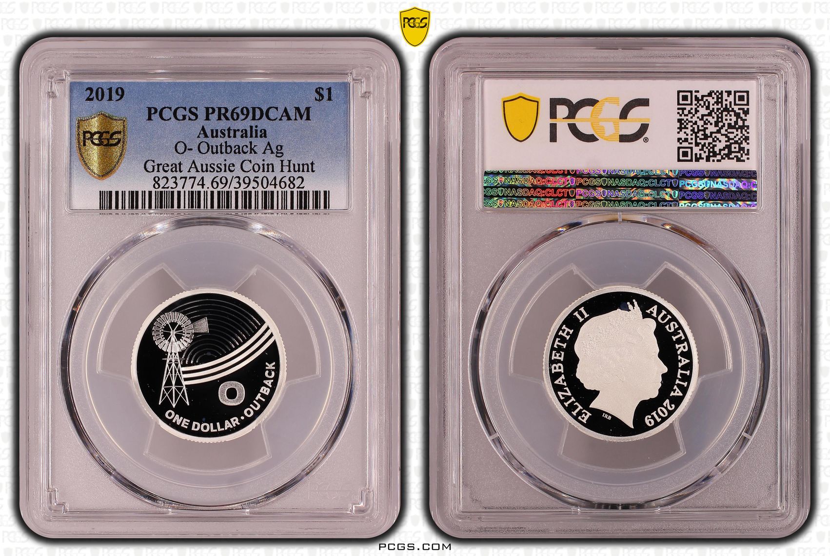 O- Outback Ag Great Aussie Coin Hunt, POP 3/0, One Dollar, 2019, PCGS PR69DCAM