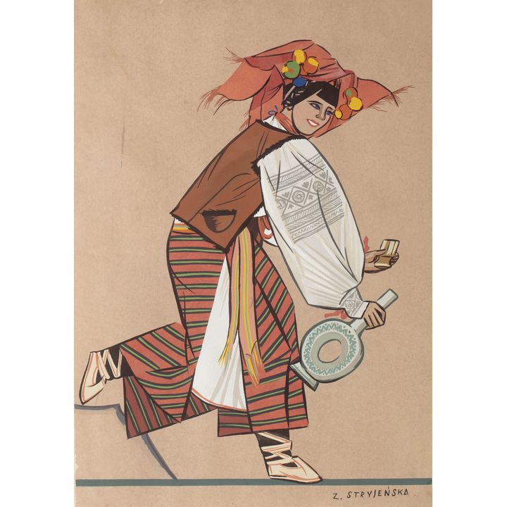 Zofia Stryjeńska | Hucułka z Worochty, z teki „Polish Peasants’ Costumes”, 1939