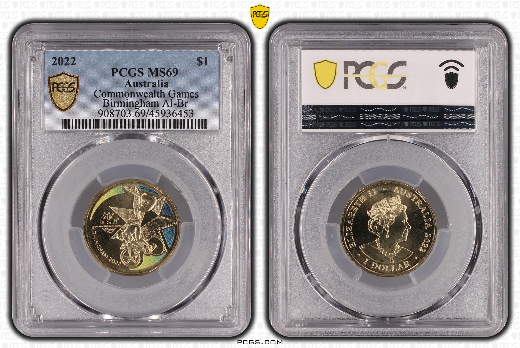 2022 Australia One Dollar, $1 Commonwealth Games - Birmingham Al-Br PCGS - MS69 POP 7/0 -453