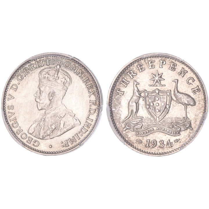 George V, Threepence, 1934, PCGS MS 64