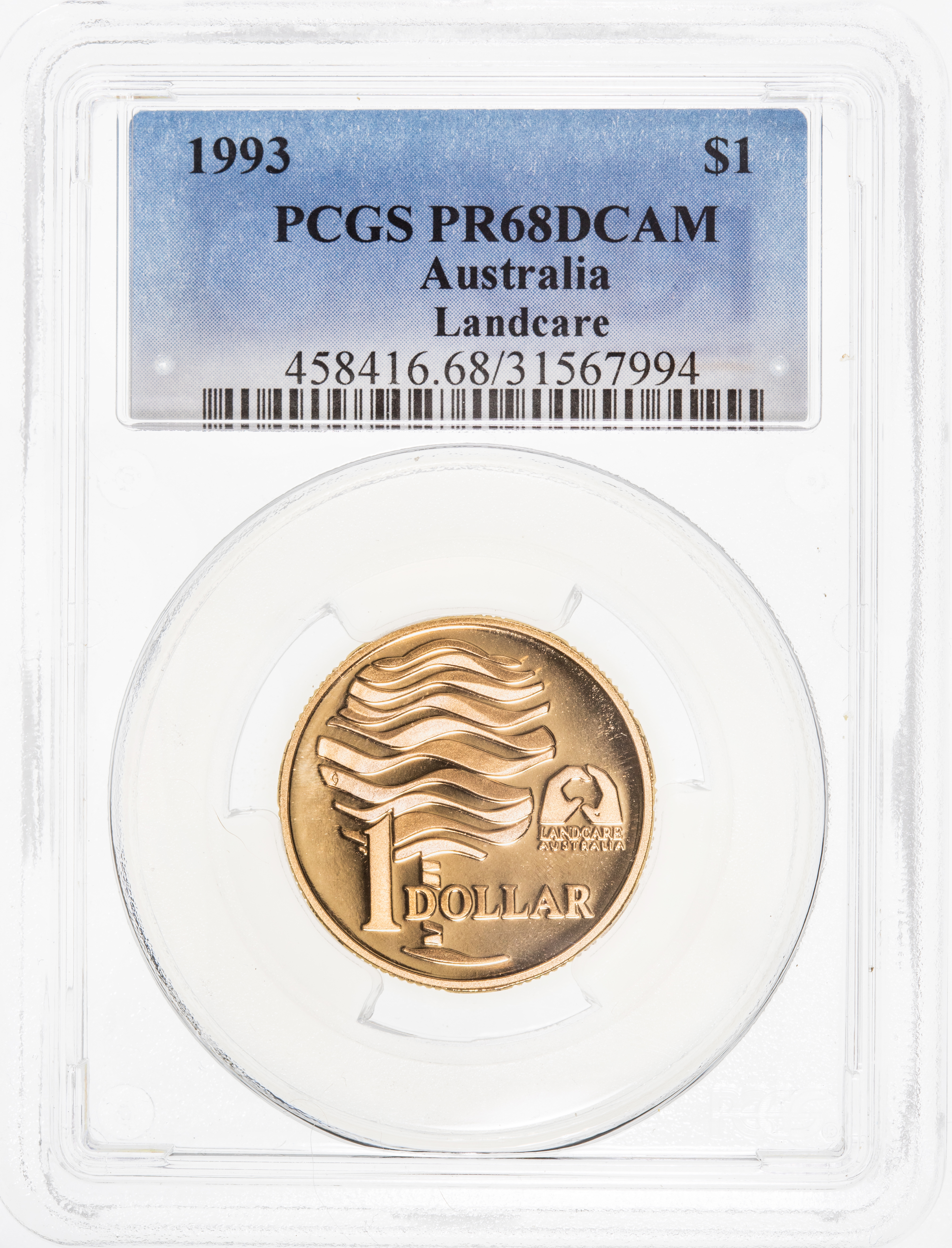 Landcare, One Dollar, 1993, PCGS PR68DCAM