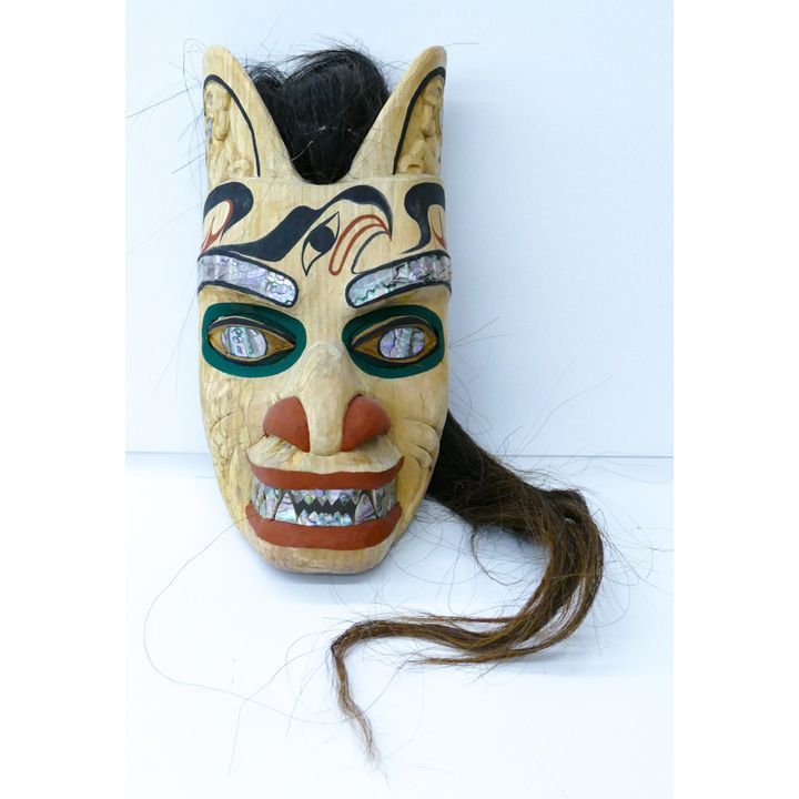 Micah Vogel (Makah) ''Bear Human Mask'' 2013 Cedar Mask