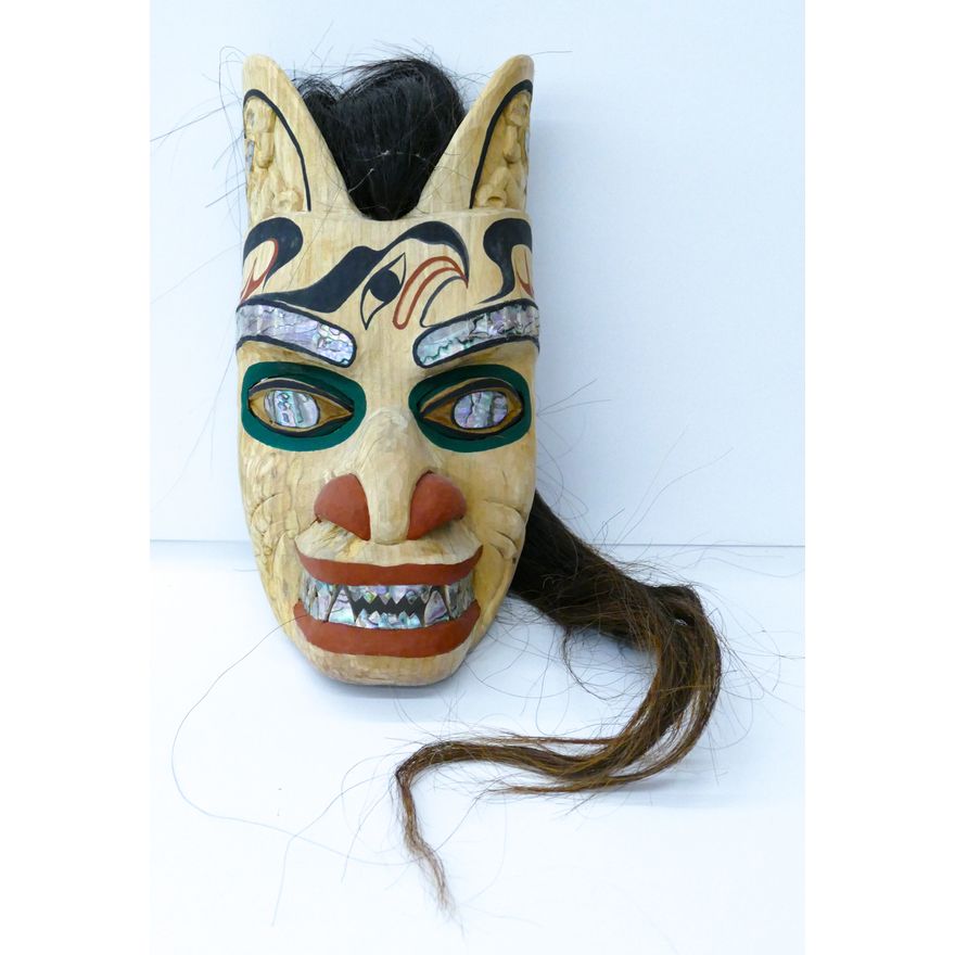 Micah Vogel (Makah) ''Bear Human Mask'' 2013 Cedar Mask
