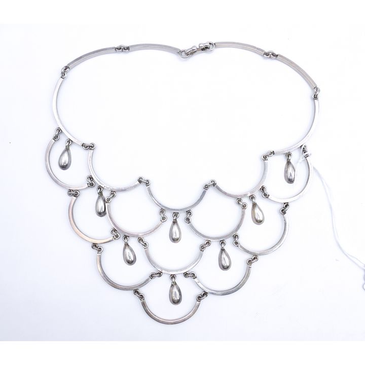 Los Ballesteros Mexican Sterling Bib Necklace 16'' - 80 Grams