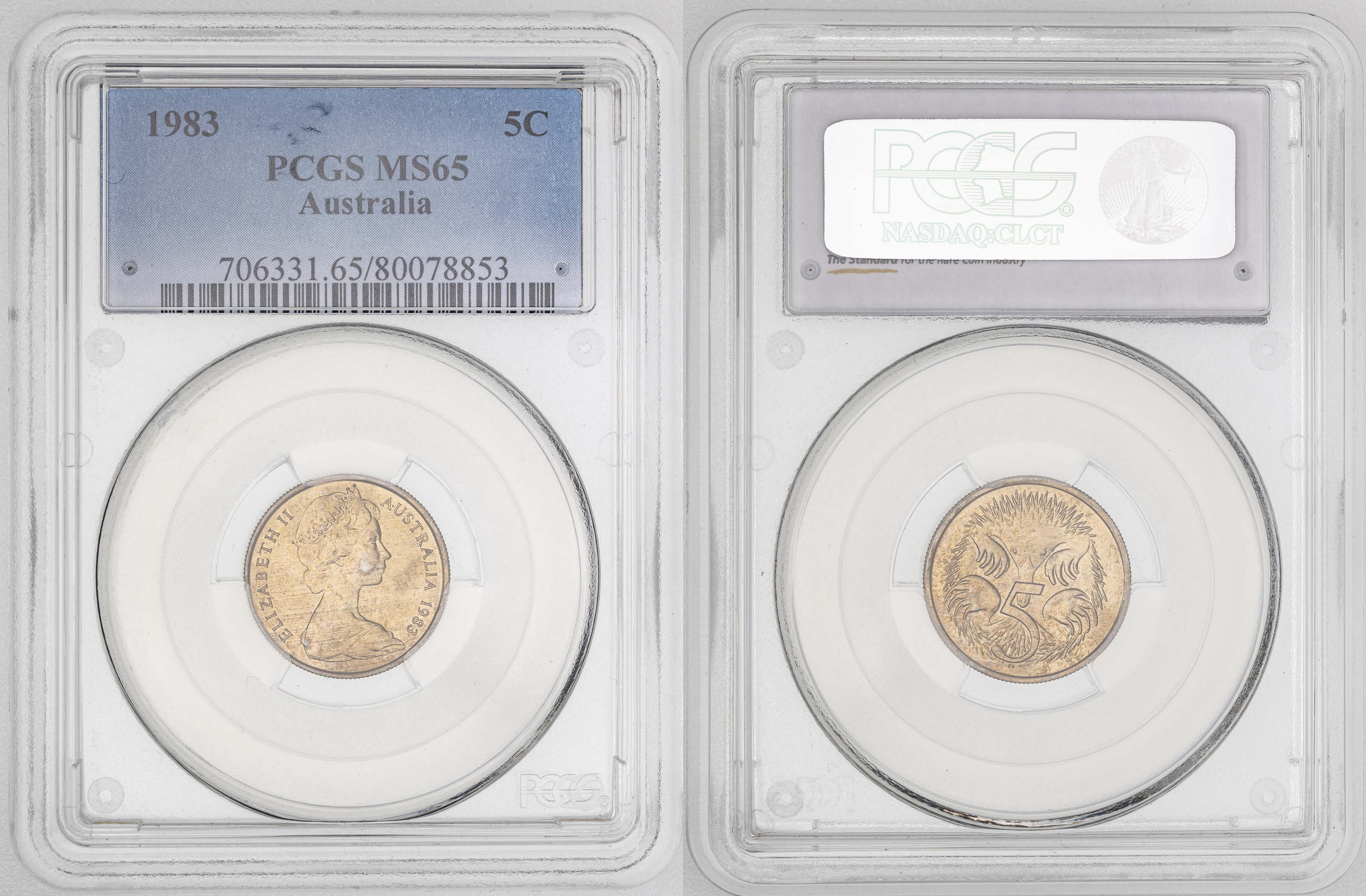 Elizabeth II, , Five Cent, 1983, PCGS MS65