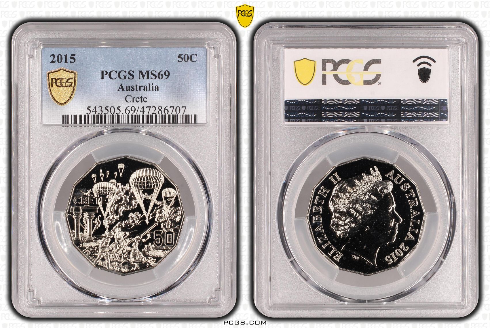 177 · Elizabeth II, Crete, Fifty Cent, 2015, PCGS MS69