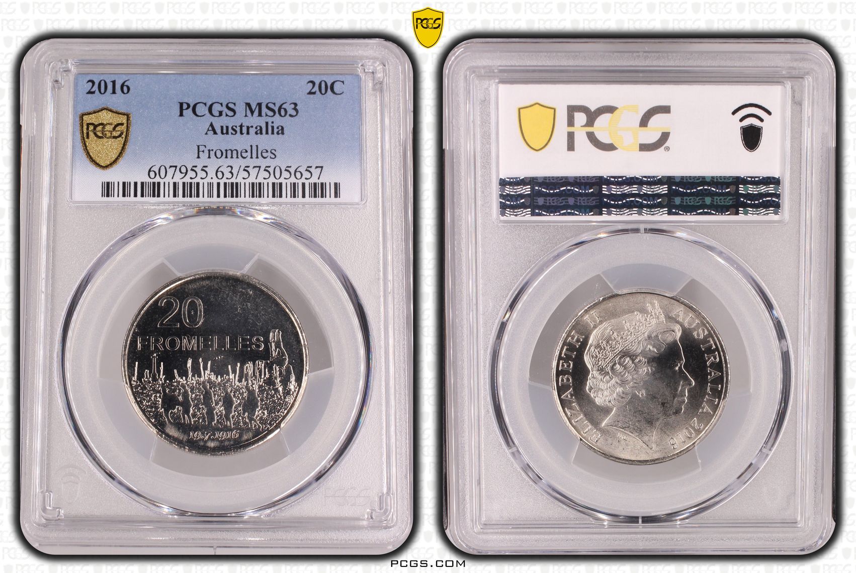 Fromelles, Twenty Cent, 2016, PCGS MS63