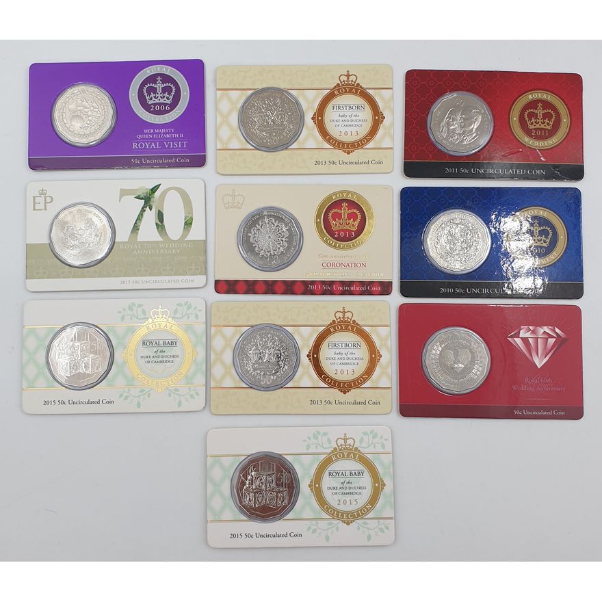 Unc. Carded 50c Coins (x10)