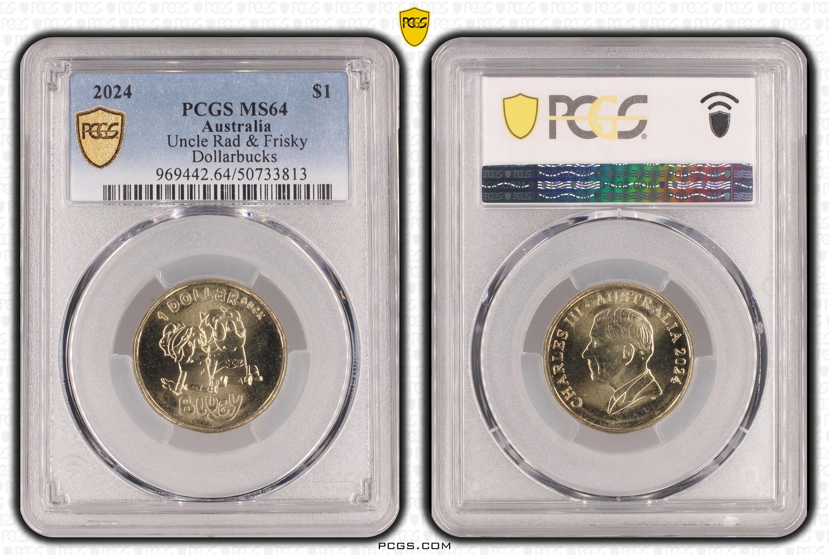 Uncle Rad & Frisky - Dollarbucks , One Dollar, 2024, PCGS MS64