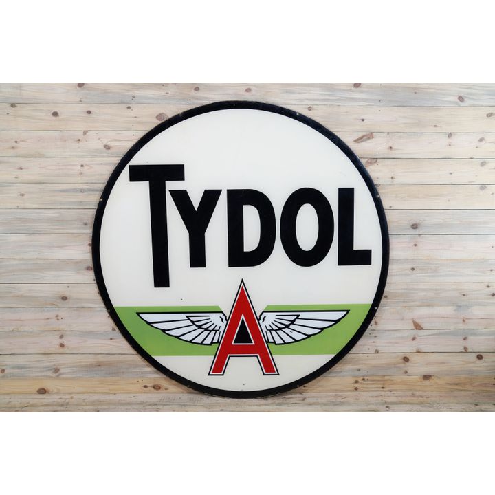 6' Tydol w/ Flying A Logo & Green Stripe Double Sided Porcelain ID Sign TAC 8.9 & 8.75