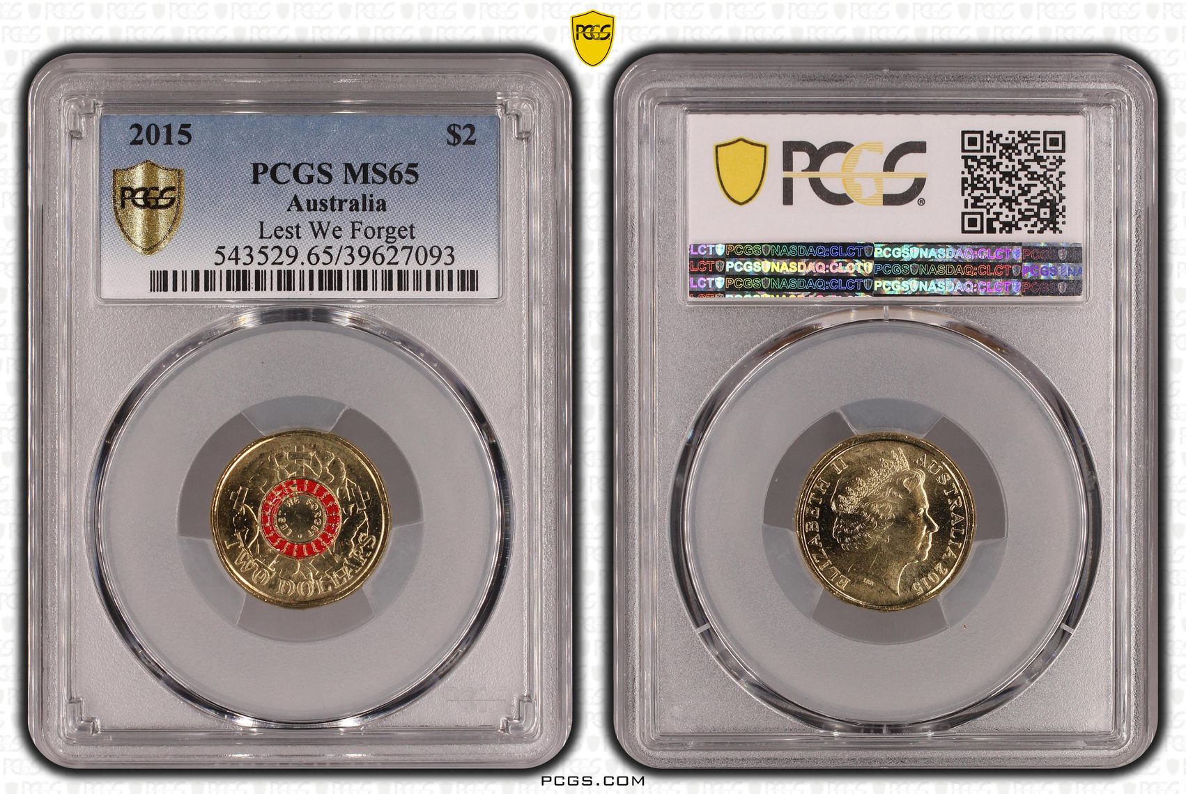 Lest We Forget Colorized, Two Dollar, 2015, PCGS MS65