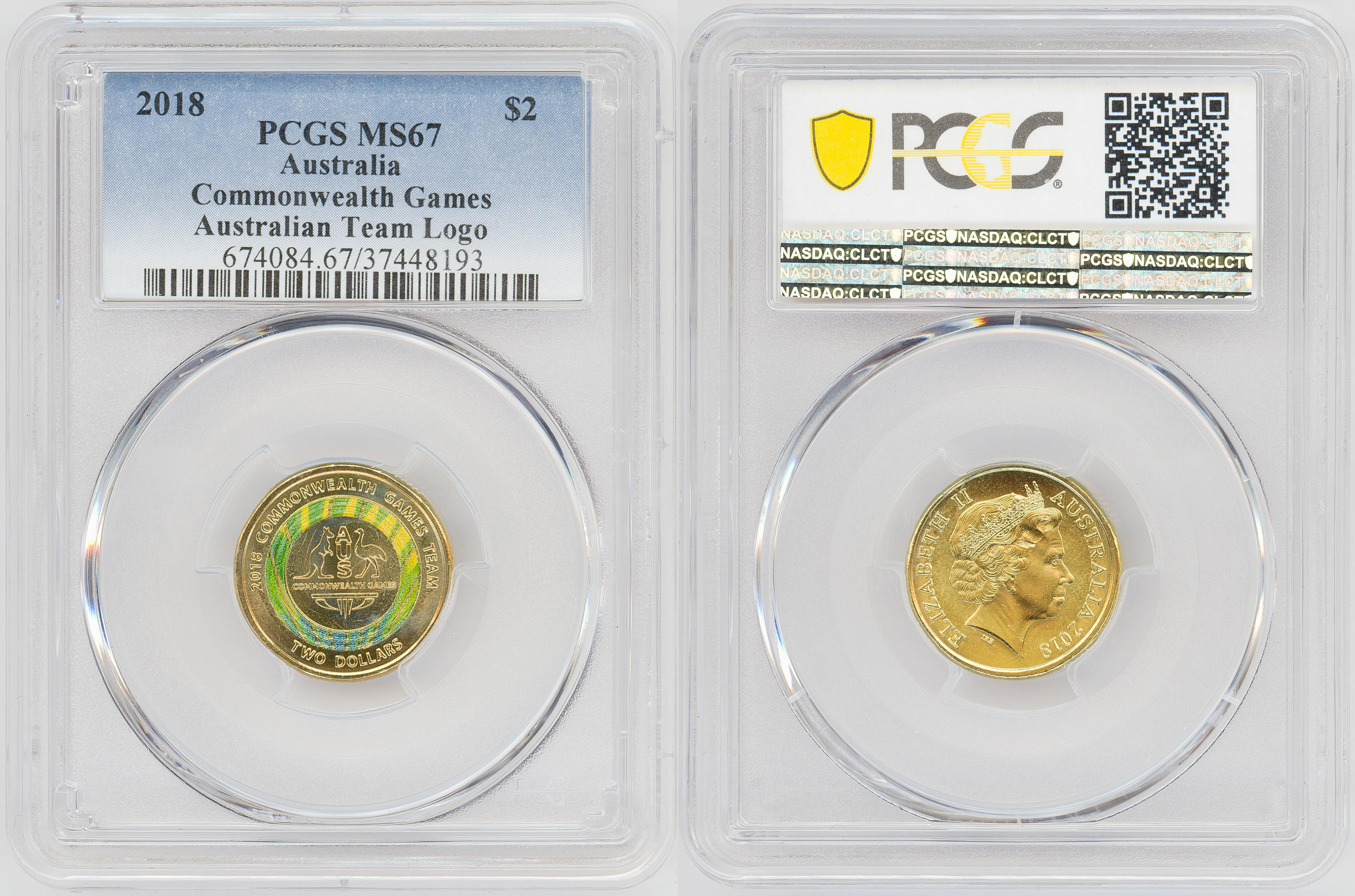 Commonwealth Games Australian Team Logo, Two Dollar, 2018, PCGS MS67