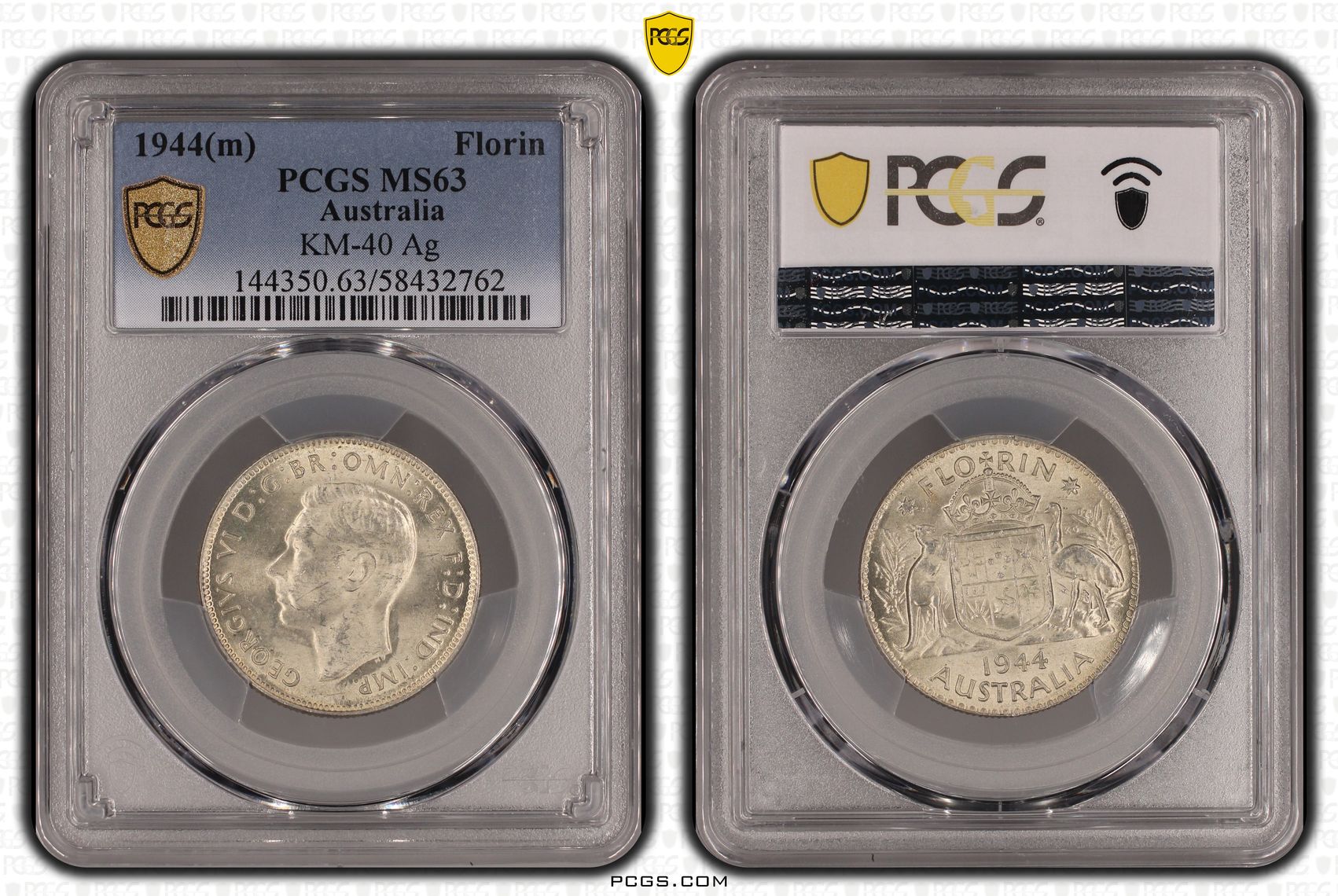 KM-40 Silver, Florin, 1944(m), PCGS MS63