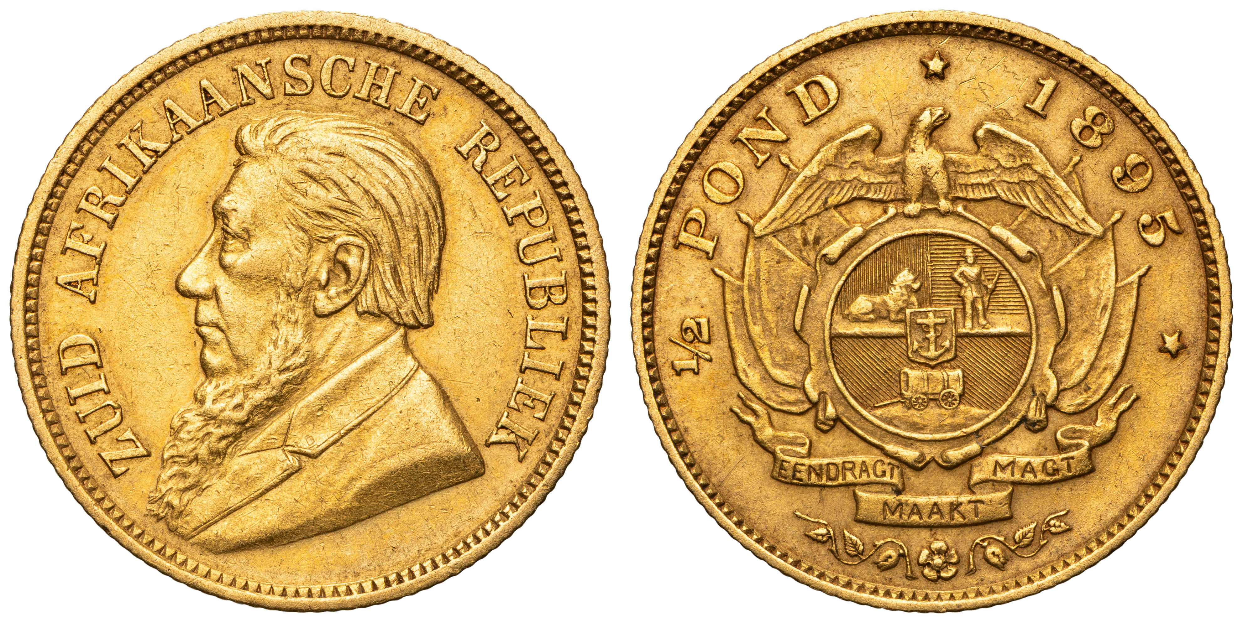South Africa, Kruger, Half Pond, 1895, VF