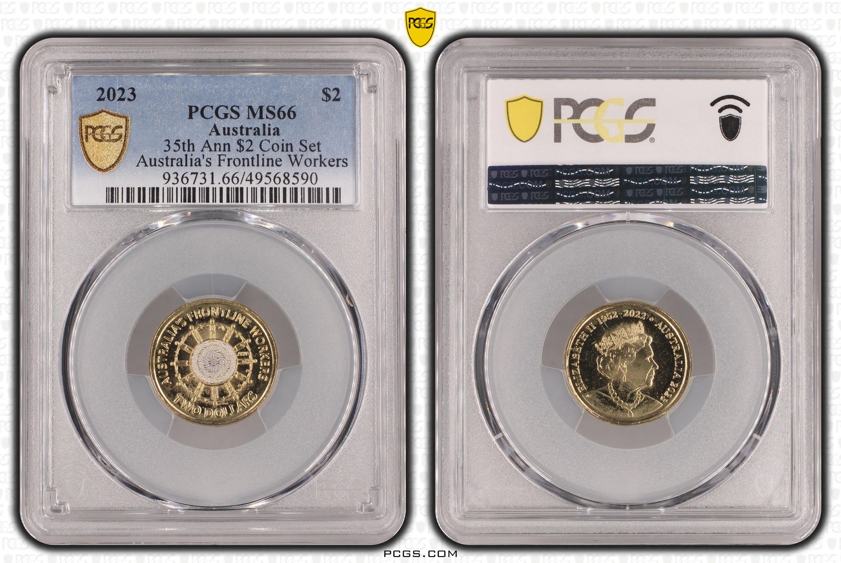 35th Ann $2 Coin Set Colourised Australia's Frontline Workers, Two Dollar, 2023, PCGS MS66