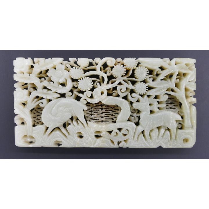 Fine Chinese Ming Jade Deer Plaque