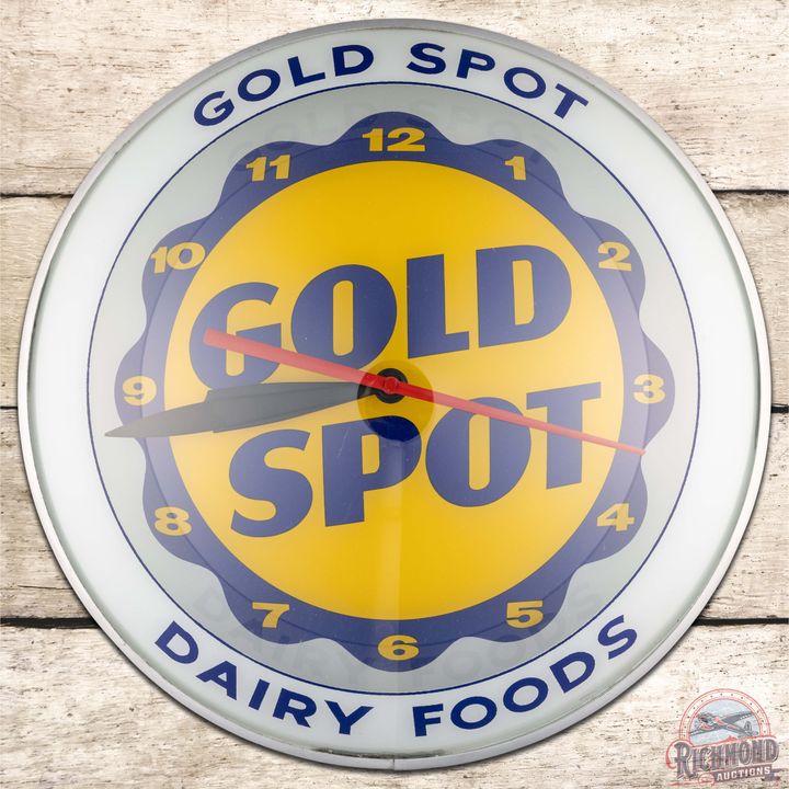 Gold Spot Dairy Foods 15" Double Bubble Advertising Clock