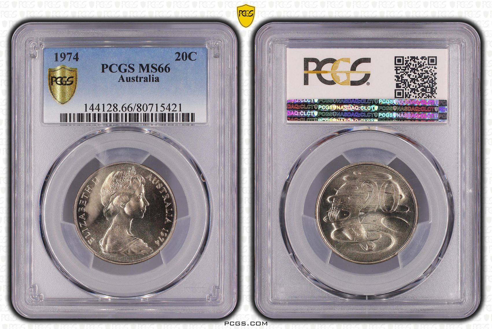 Elizabeth II, Twenty Cent, 1974, PCGS MS66