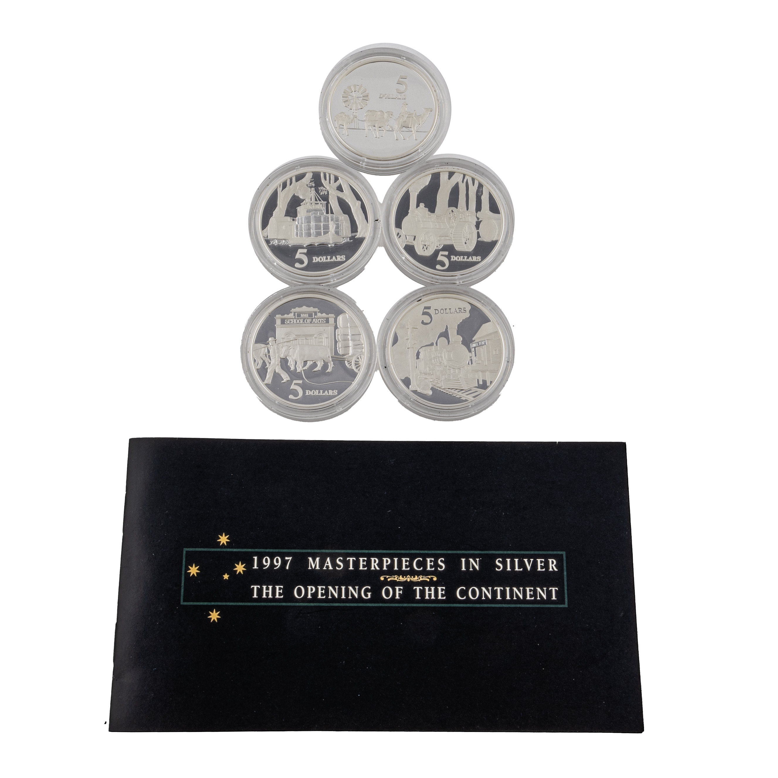 Elizabeth II, Masterpieces in Silver, The Opening of the Continent, Five Dollars, 1997, FDC