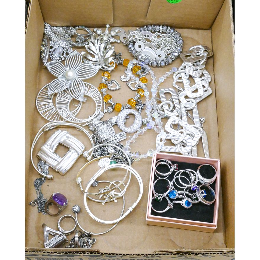 Box Misc. Silver Costume Jewelry etc.