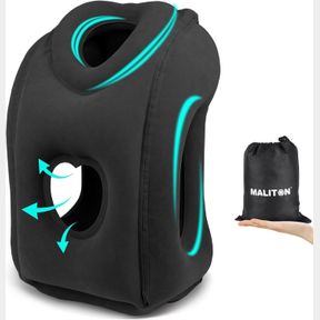 MALITON INFLATABLE TRAVEL PILLOW FOR AIRPLANE COMFORTABLE SLEEPING TO RELIEVE NECK AND SHOULDER PAIN, SUPPORT HEAD INFLATABLE PILL