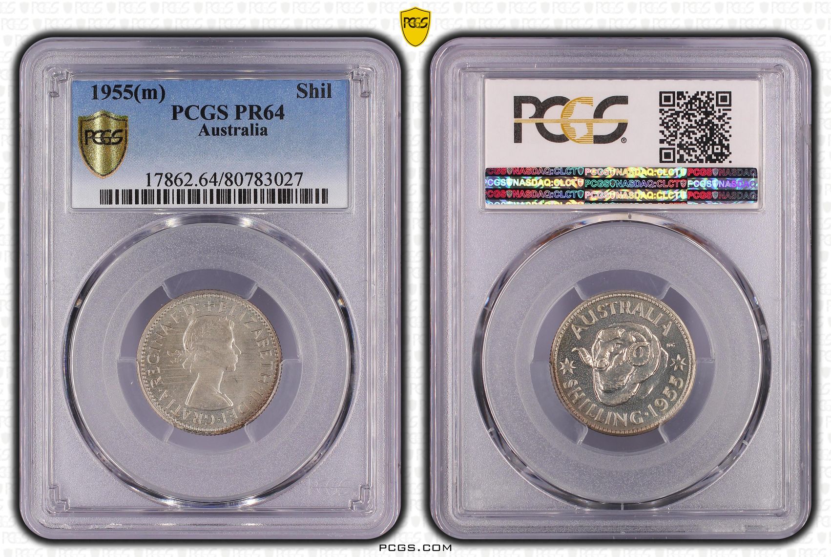 167 · Shilling, 1955(m), PCGS PR64