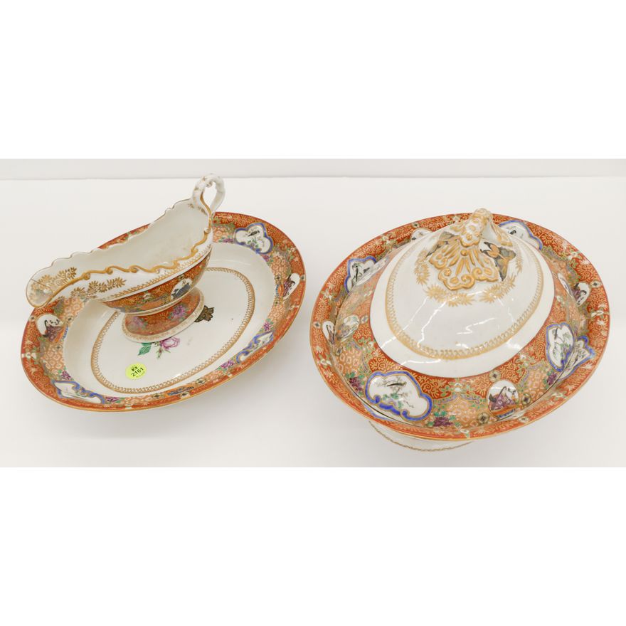3pc Antique Japanese Export Porcelain Serving Pcs 9'' to 12'' - Some damage