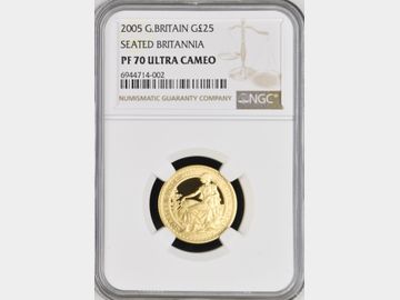 2005 ELIZABETH II BRITANNIA GOLD 1/4oz PROOF £25 COIN PF70 UCAM TOP POP!
