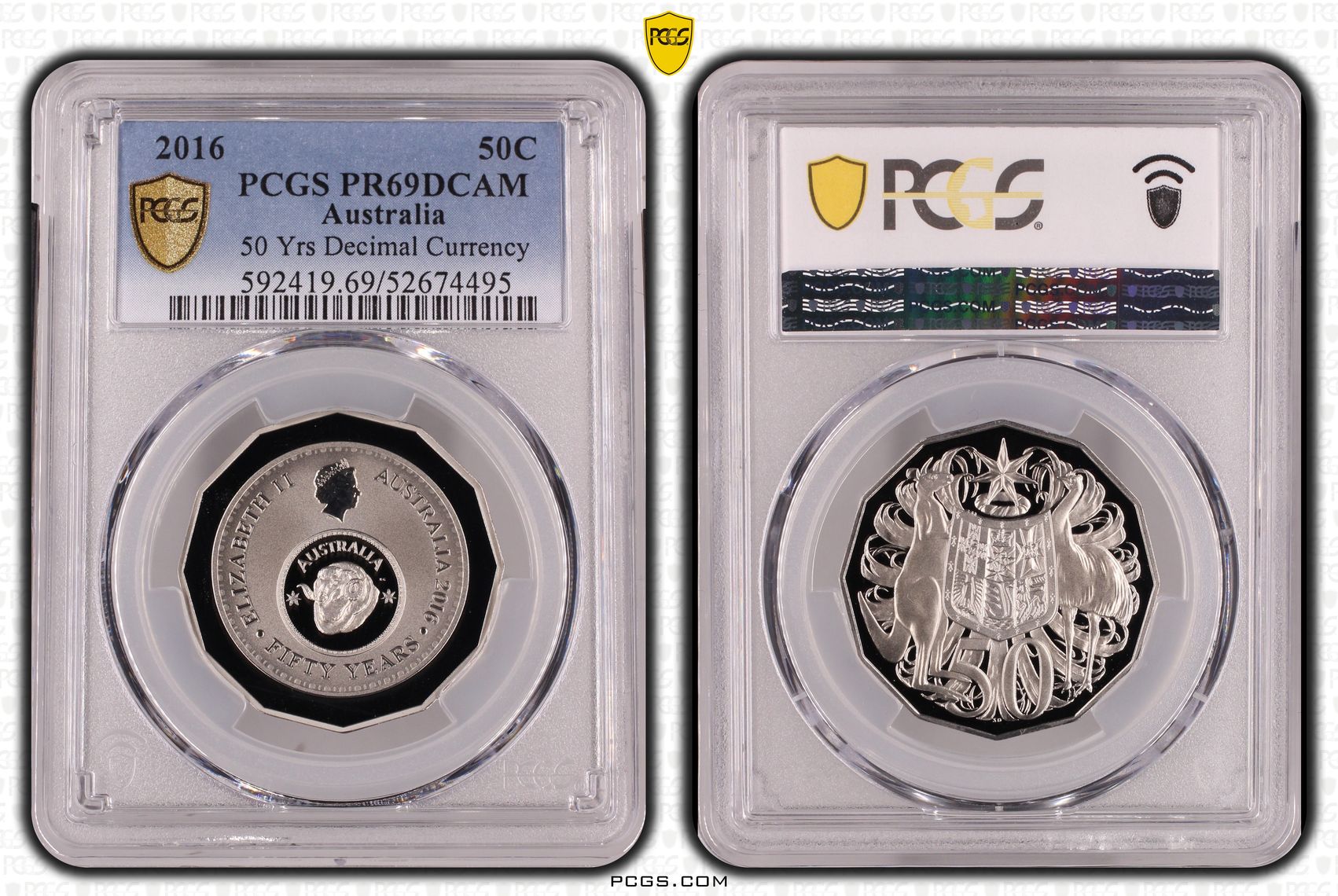 50 Yrs Decimal Currency, Fifty Cent, 2016, PCGS PR69DCAM