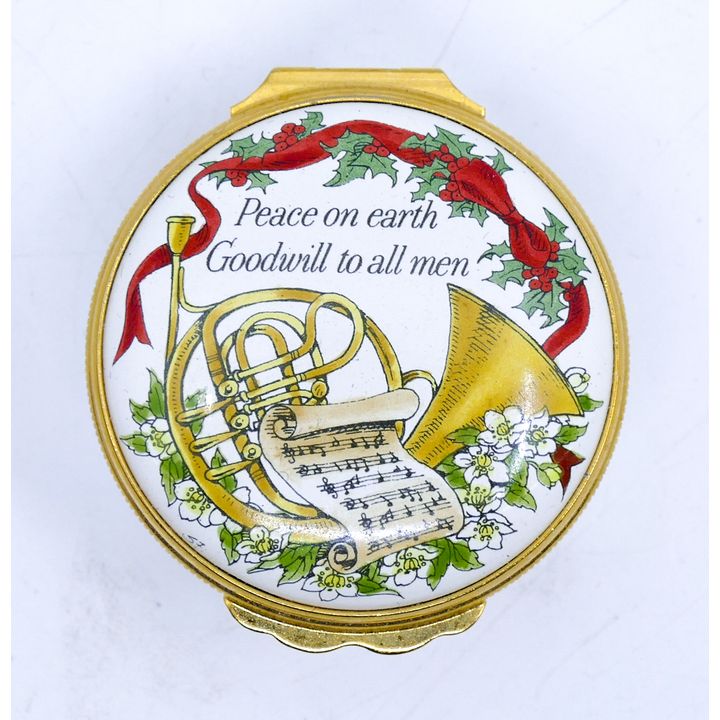 Halcyon Days Christmas 1987 Enameled Box 1'' x 2''
