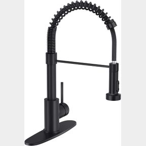 BASDEHEN KITCHEN FAUCET WITH PULL DOWN SPRINKLER, BLACK SPRING COMMERCIAL KITCHEN SINK FAUCET WITH 10-INCH MOUNTING TABLE FOR 1 OR