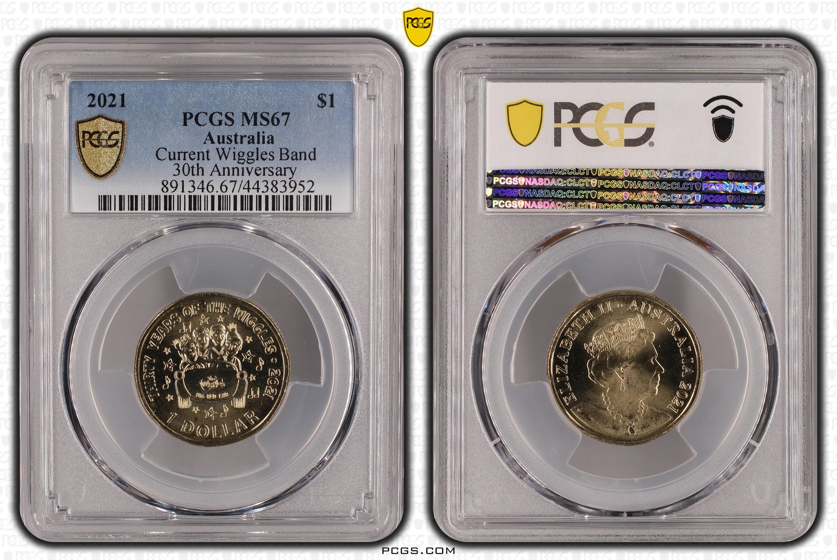 Current Wiggles Band, One Dollar, 2021, PCGS MS67