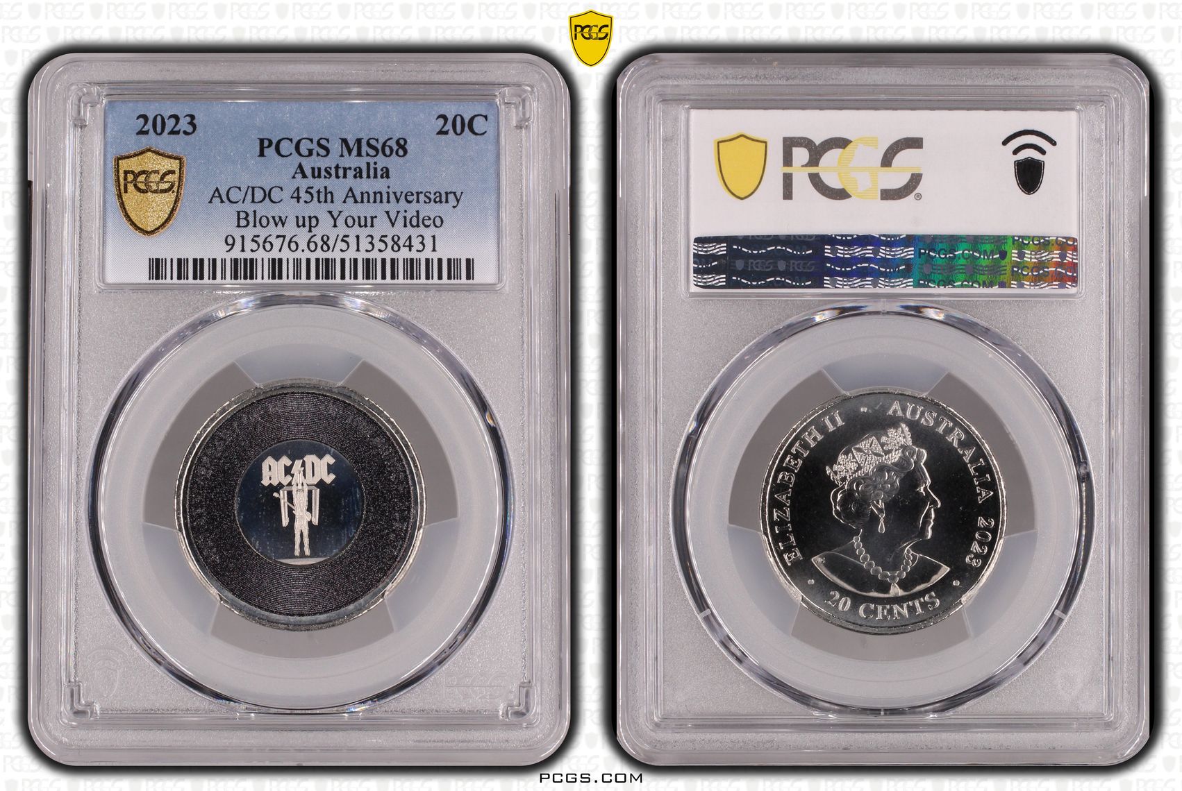 AC/DC 45th Anniversary - Blow up Your Video, Twenty Cent, 2023, PCGS MS68