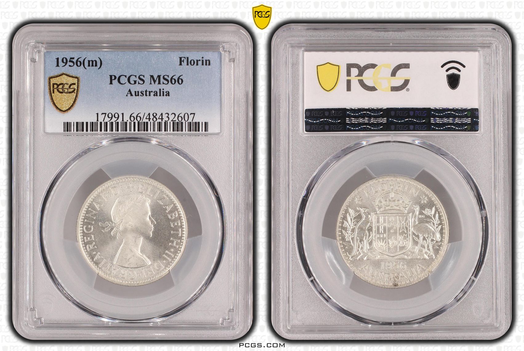 Elizabeth II, Florin, 1956(m), PCGS MS66
