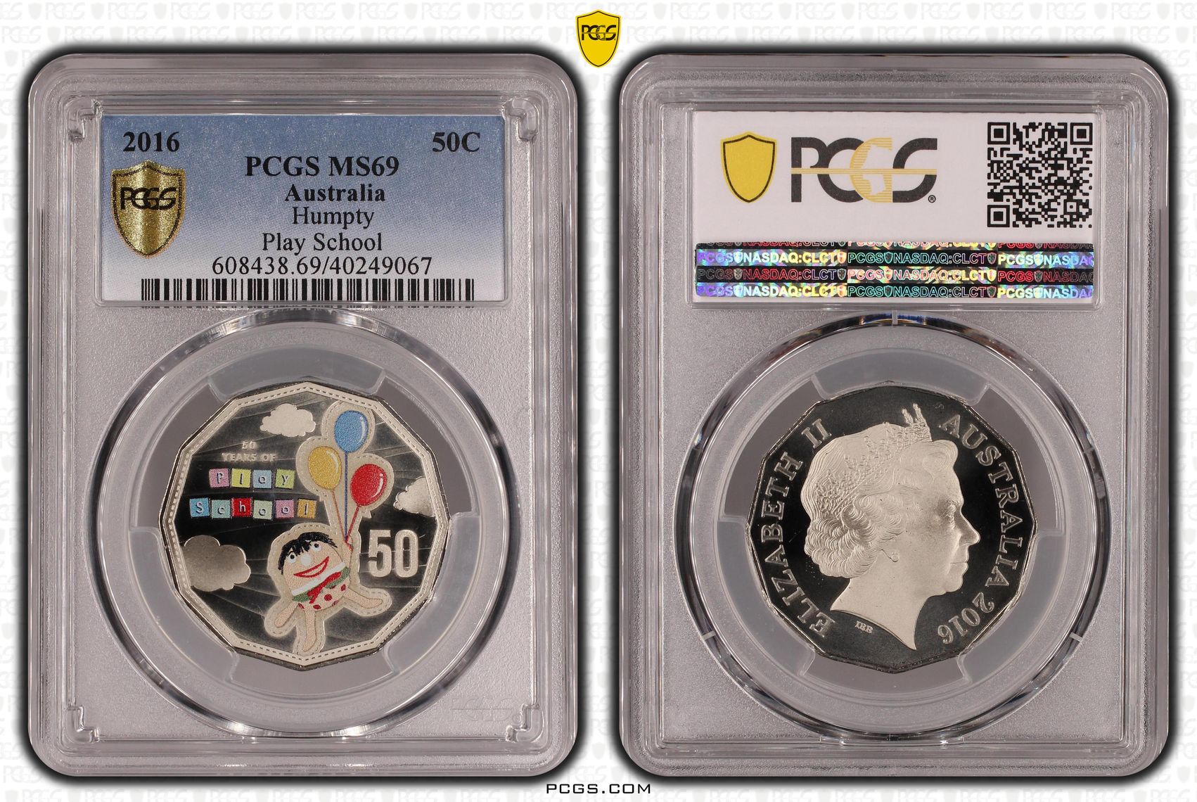 Play School Humpty, Fifty Cent, 2016, PCGS MS69