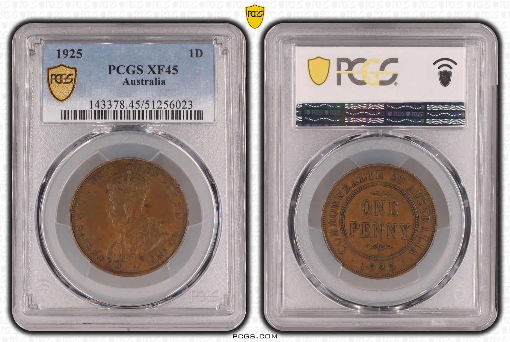 George V, Penny, 1925, PCGS XF45BN