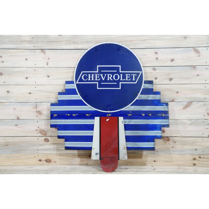 Chevrolet In Bowtie 2 Piece Single Sided Porcelain Sign Topper TAC 6.75