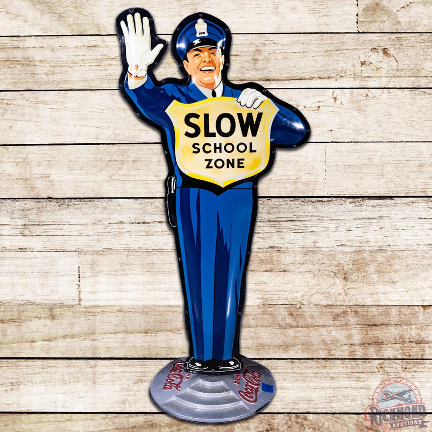 Coca Cola Slow School Zone Policeman Thank You Resume Speed DST Sign - 8 & 8.5